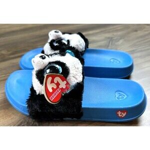 TY “Bamboo” Panda Flip Flops Slip-On Sandals - Kids Size 1-3 Color Blue